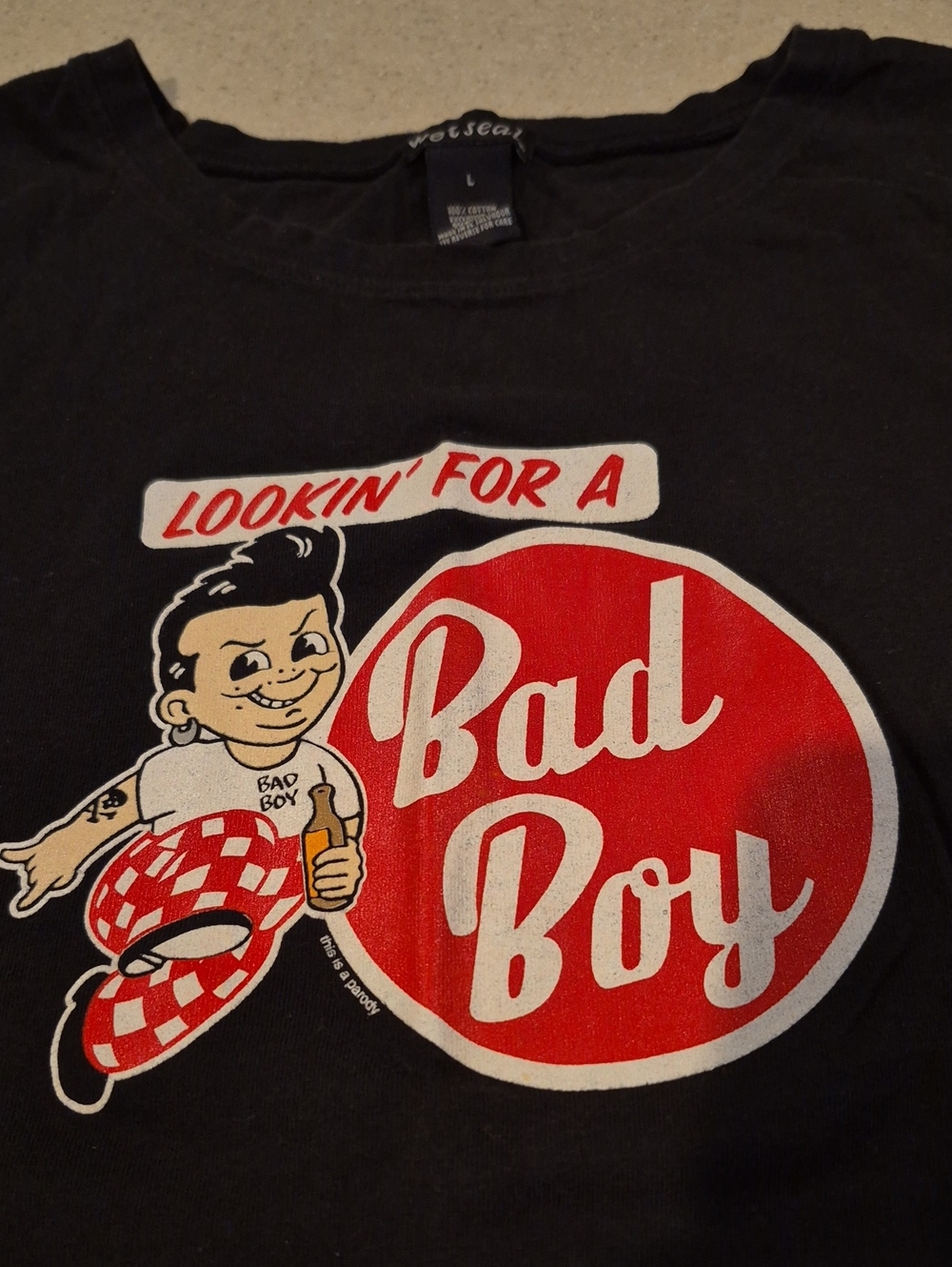 VTG Y2K Wet Seal Bob’s Big Boy Parody Graphic Tee - Size L (Jr)